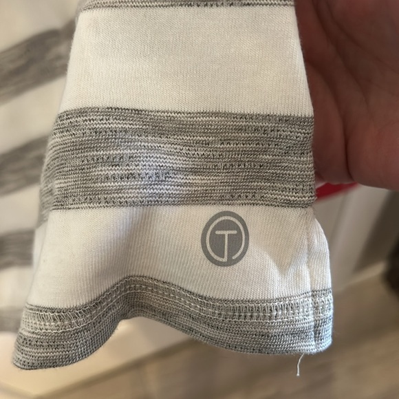 T by Talbots Women’s (S) Gray White Striped Cowl Neck Longsleeve Tee Top NWT - Picture 5 of 9